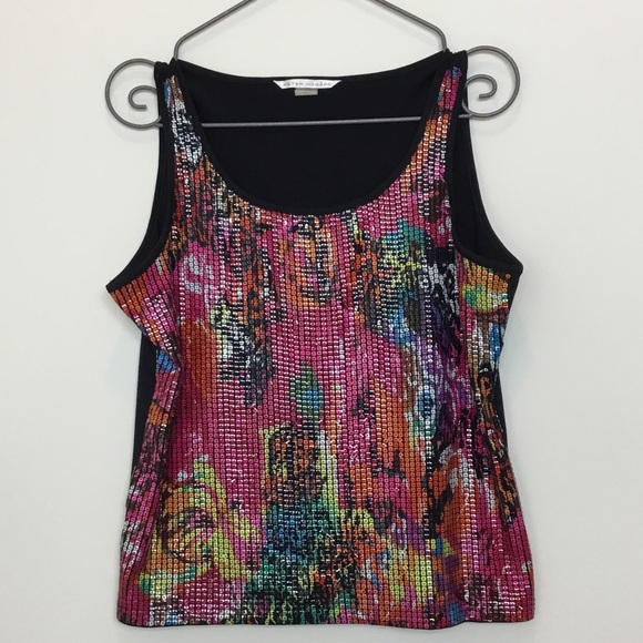Peter Nygard Tops - Peter Nygard Multicolor Sequin Tank Top size large